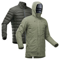 Куртка Travel 900 -10°C 3 в 1 непромокаемая мужская, темно-зеленый Forclaz