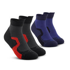 Комплект носков походные детские Quechua Crossocks полурост, 2 пары, темно-синий/красный