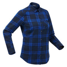 Рубашка-блузка женская Forclaz Travel 100 с длинными рукавами, черный/синий