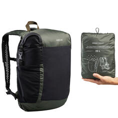Рюкзак туристический складной Forclaz Travel 25 л, зеленый/серый