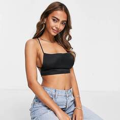 Топ Pull&amp;Bear Open Back Satin Cropped, черный