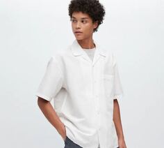 Рубашка повседневная с короткими рукавами Uniqlo Casual Short Sleeved, белый