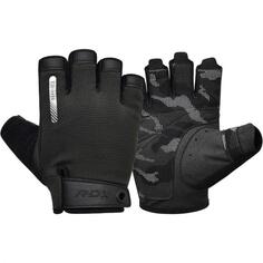 Перчатки для фитнеса T1 - Открытые кончики пальцев - Камуфляж - Унисекс RDX SPORTS, черный