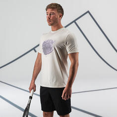Мужская футболка для тенниса - TTS Soft Ball Gaël Monfils белый/фиолетовый ARTENGO, яичная скорлупа