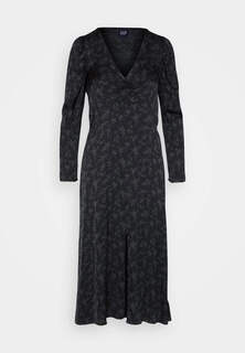 Платье Gap Puff Midi Elegant, черный/мульти