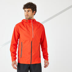 Беговая куртка мужская ветрозащитная водонепроницаемая - Дождь+ красный KIPRUN, томат красный светлый