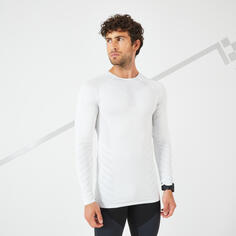 Беговая рубашка с длинными рукавами зимняя Kiprun Skincare мужская белая, белый/жемчужно-серый
