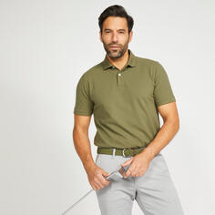 Мужская рубашка-поло с короткими рукавами для гольфа - MW500 хаки INESIS, хаки зеленый