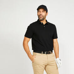 Мужская рубашка-поло с короткими рукавами для гольфа - MW500 черный INESIS, черный