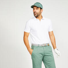 Мужская футболка-поло с короткими рукавами для гольфа - MW500 белая INESIS, белый