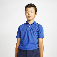 Рубашка поло для гольфа с короткими рукавами MW500 детская синий индиго INESIS, морской синий