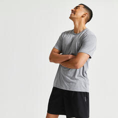 Спортивная футболка мужская дышащая с круглым вырезом вереск серый DOMYOS, стальной серый/космический серый