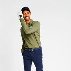 Рубашка поло для гольфа с длинным рукавом MW500 мужская хаки INESIS, хаки зеленый