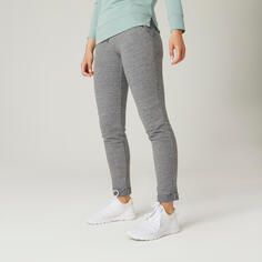 Спортивные брюки женские облегающие хлопок - 500 серый DOMYOS, Серый