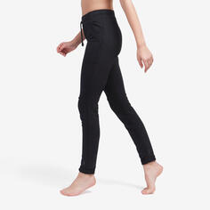 Спортивные штаны Fitness Slim 500 органический хлопок женские черные DOMYOS, черный
