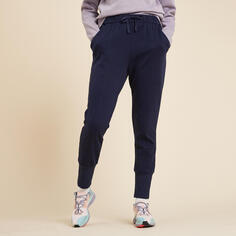 Спортивные штаны женские - Essentials Regular Хлопок пестрый белый DOMYOS, яичная скорлупа