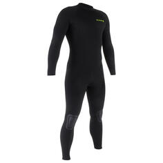 Гидрокостюм серфинг 100 4/3 мм мужской черный OLAIAN, черный/зеленый лайм