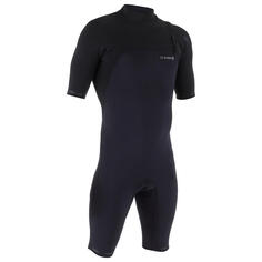Гидрокостюм шорти для серфинга мужской без молнии с коротким рукавом 900 черный OLAIAN, угольно-серый/черный