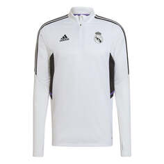 Толстовка женская/мужская футбольная тренировочная Adidas Real Madrid 2022, белый