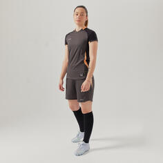 Шорты футбольные короткие женские черные KIPSTA, угольно-серый/черный/розово-оранжевый