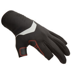 Парусные перчатки неопреновые женские/мужские 1мм два пальца открытые 500 черные TRIBORD, черный Красный