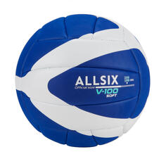 Мяч волейбольный V100 Soft 260-280 г с 15 лет синий/белый ALLSIX, Белый синий