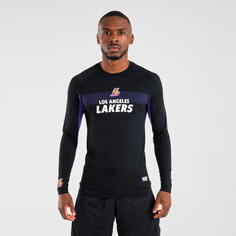 Футболка баскетбольная функциональная с длинными рукавами UT500 NBA Los Angeles Lakers женская/мужская черная TARMAK, черный/фиолетовый