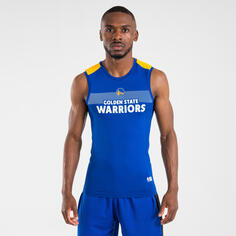 Футболка баскетбольная функциональная UT500 NBA Golden State Warriors без рукавов женская/мужская синяя TARMAK, морской синий/золотисто-желтый