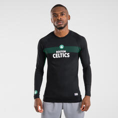 Футболка баскетбольная функциональная с длинными рукавами UT500 NBA Boston Celtics женская/мужская черная TARMAK, черный/темно-зеленый