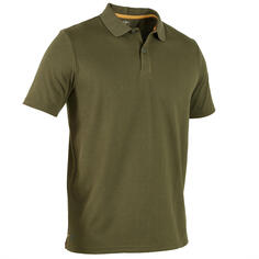 Дышащая рубашка поло для охоты 100 зеленая SOLOGNAC, темный хаки