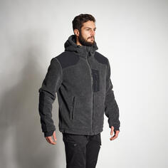 Куртка флисовая 900 теплая на подкладке из вторичного сырья серая SOLOGNAC, углерод серый
