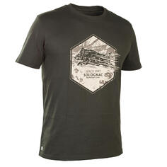 Охотничья футболка 100% хлопок кабан зеленый SOLOGNAC, темно-зеленый