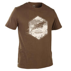 Охотничья футболка 100% хлопок олень коричневая SOLOGNAC, какао