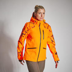 Охотничья куртка/дождевик женский SUPERTRACK 500 оранжевый SOLOGNAC, неоновый оранжевый psa