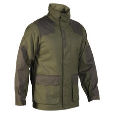 Охотничья куртка / дождевик 500 зеленый SOLOGNAC, зеленый хаки/черный хаки