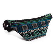 Коллекция ETHNO: поясная сумка из жаккардовой ткани, черно-бело-зеленая, поясная сумка BODHI, черный