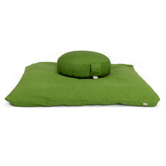 Medi-Set ECO: Подушка для медитации RONDO FLAT ECO полба и ZABUTON ECO оливково-зеленый BODHI, оливково-зеленый