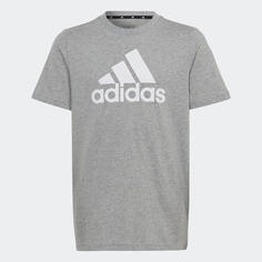 Футболка Adidas детская - большой логотип серо-белая