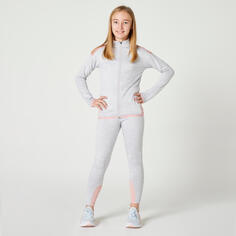 Тренировочный костюм S500 синтетический дышащий детский светло-серый/розовый DOMYOS, серый/розовый