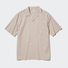 Рубашка повседневная с короткими рукавами Uniqlo Cotton Blend Casual Short Sleeved, бежевый