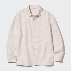 Куртка-рубашка Uniqlo Cotton Linen Blend Overshirt, светло-бежевый