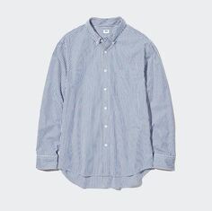 Рубашка стандартного кроя из сверхтонкой хлопчатобумажной ткани Uniqlo Extra Fine Cotton Broadcloth Regular Fit, синий