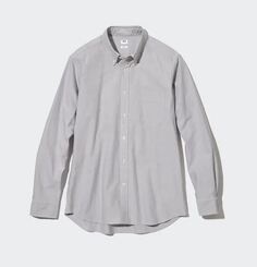 Рубашка оксфорд Uniqlo Oxford Slim Fit, серый