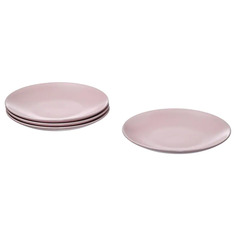 Набор тарелок десертных Ikea Färgklar, 20 см, 4 предмета, матовый светло-розовый
