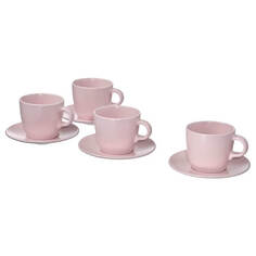 Чашка с блюдцем Ikea Fаrgklar, 25 сл, матовый розовый