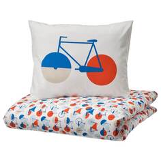Комплект детского постельного белья Ikea Sportslig Bicycle, 2 предмета, 140x200/80x80, мультиколор