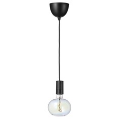 Подвесной светильник с лампочкой Ikea Sunneby / Molnart Ellipse Shaped, черный/многоцветное стекло