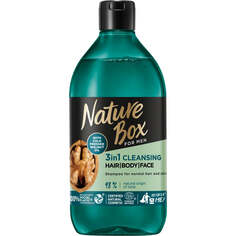 Nature Box Для мужчин Очищающий шампунь с маслом грецкого ореха 3в1 с формулой 3в1 для волос на лице и теле 385мл
