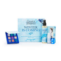 Makeup Revolution Набор X Game Of Thrones Winter Is Coming Набор палитры теней для век Палитра теней для век + закрепляющий спрей набор для макияжа + блеск для губ Shimmer Bomb + накладные ресницы Flutter Накладные ресницы