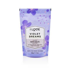 I Love Ароматизированная соль для ванн успокаивающая и расслабляющая Violet Dreams 500г